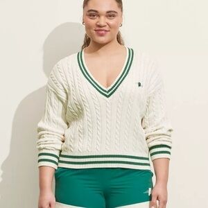 Prince Pickleball X Target Women's V neck Cable Knit Pullover Sweater NWT